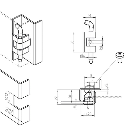 Pin Hinge 30 mm 0Z-0049