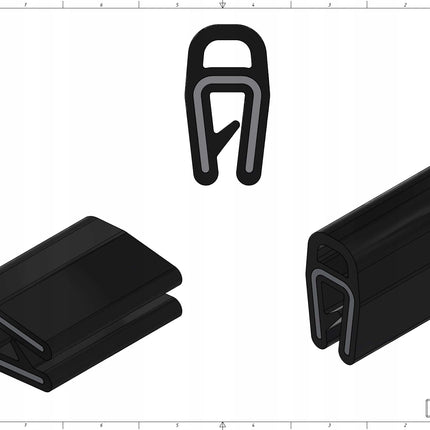 Upper Edge Seal with Bubble, Reinforced, Self-Clamping, 1-2 mm, EPDM, 1 m, 12EUK-0021