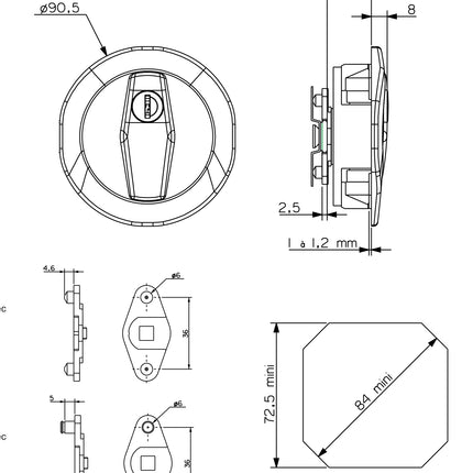 Zamek okrągły do szaf metalowych kartotekowych 1ZC-0401