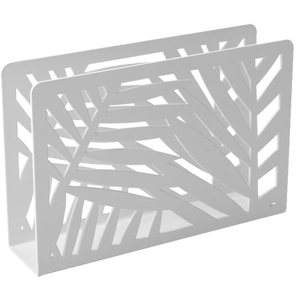 Metal Napkin Holder - Leaves - White