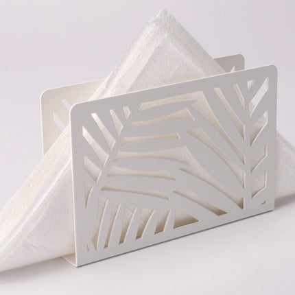 Metal Napkin Holder - Leaves - White