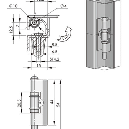 Welded Pin Hinge with Butterfly Handle 0Z-0033

