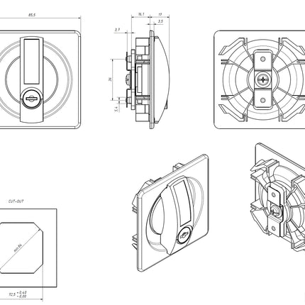 Square Lock for Filing Cabinets 1ZC-0182